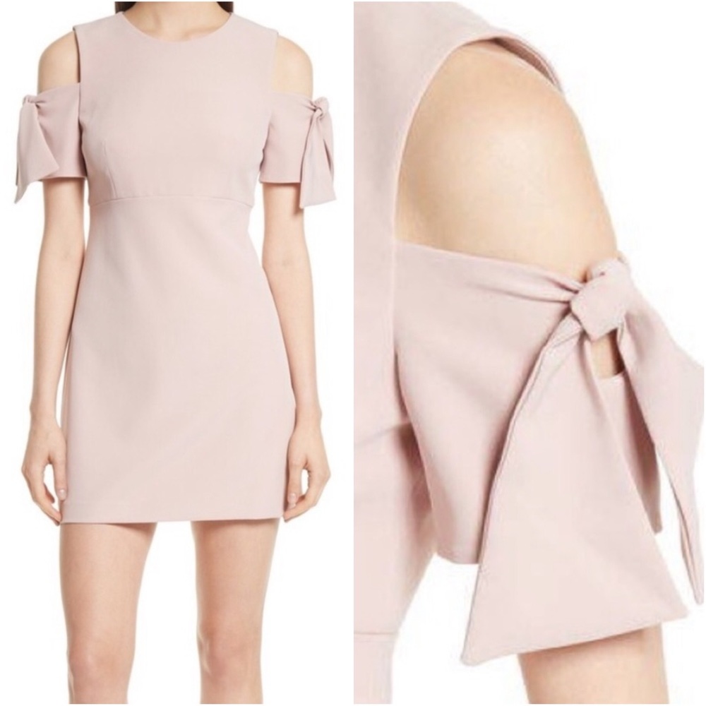 MILLY Italian Cady Mod Tie Cold Shoulder Minidress